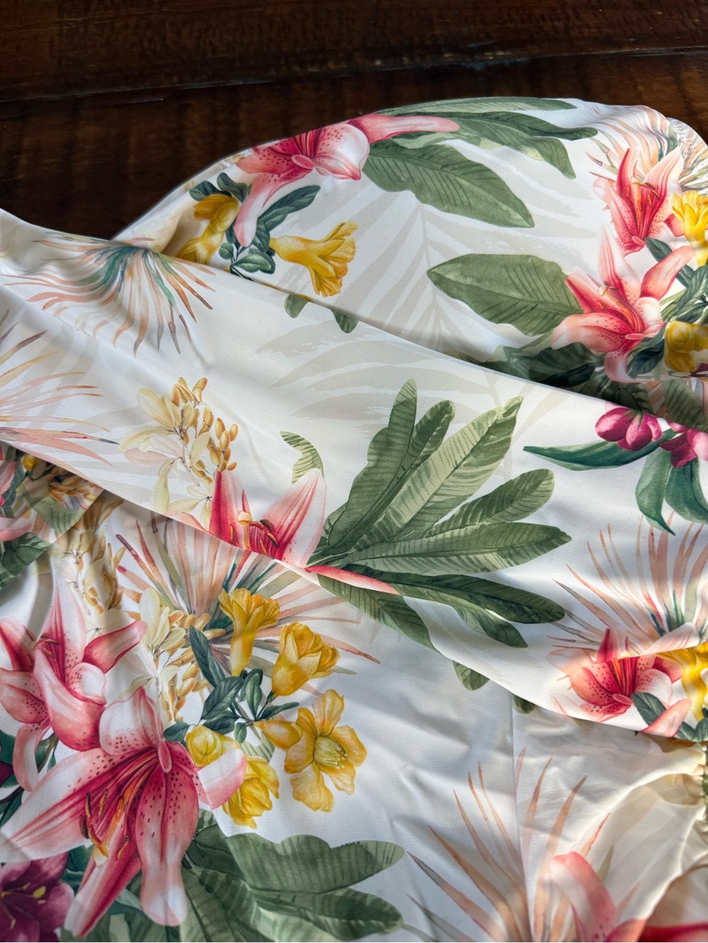 Plus Size Jantzen Floral Swimsuit in White with Green & Pink - Picture 9 of 11